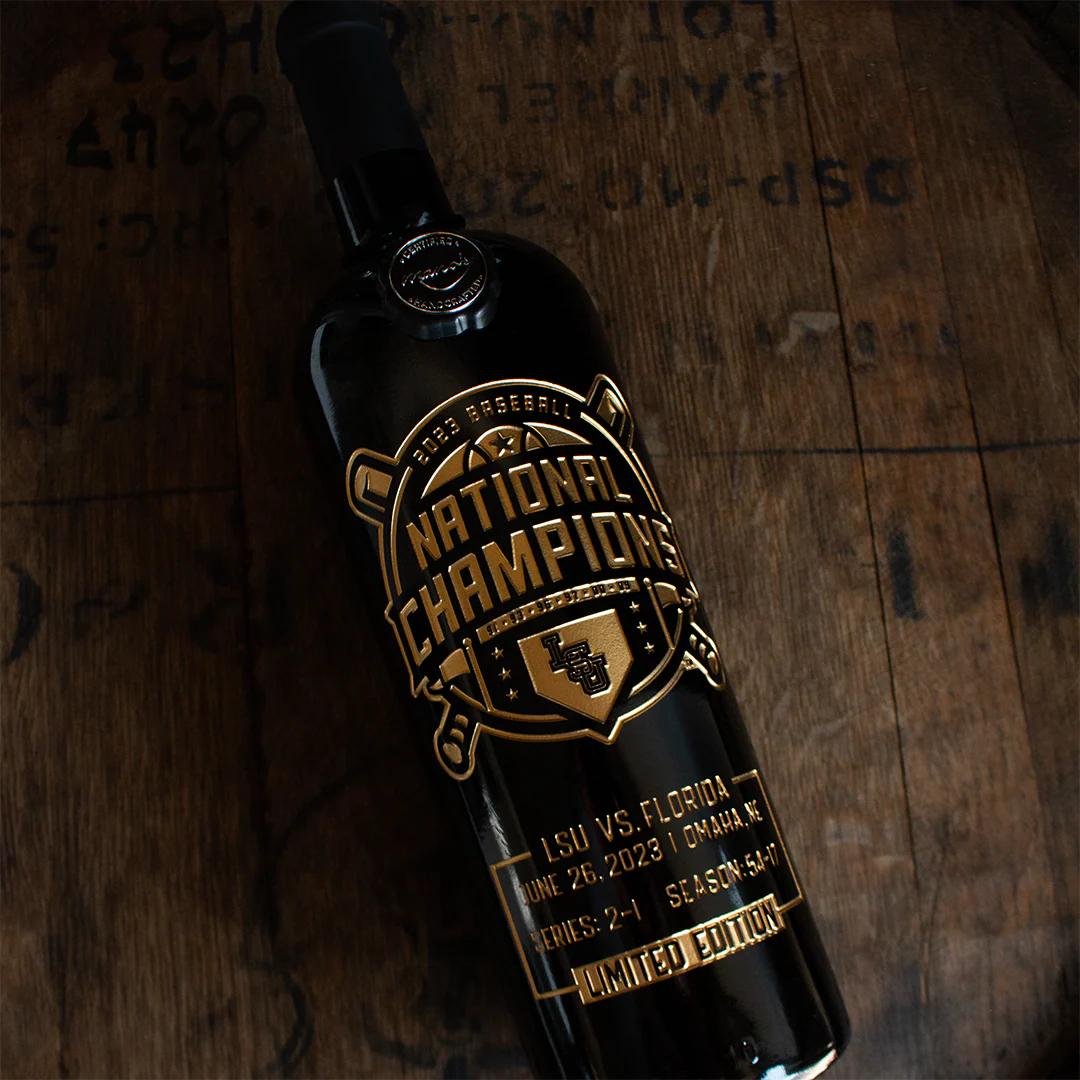 LSU 2023 Baseball National Champions Etched Wine - Image 6