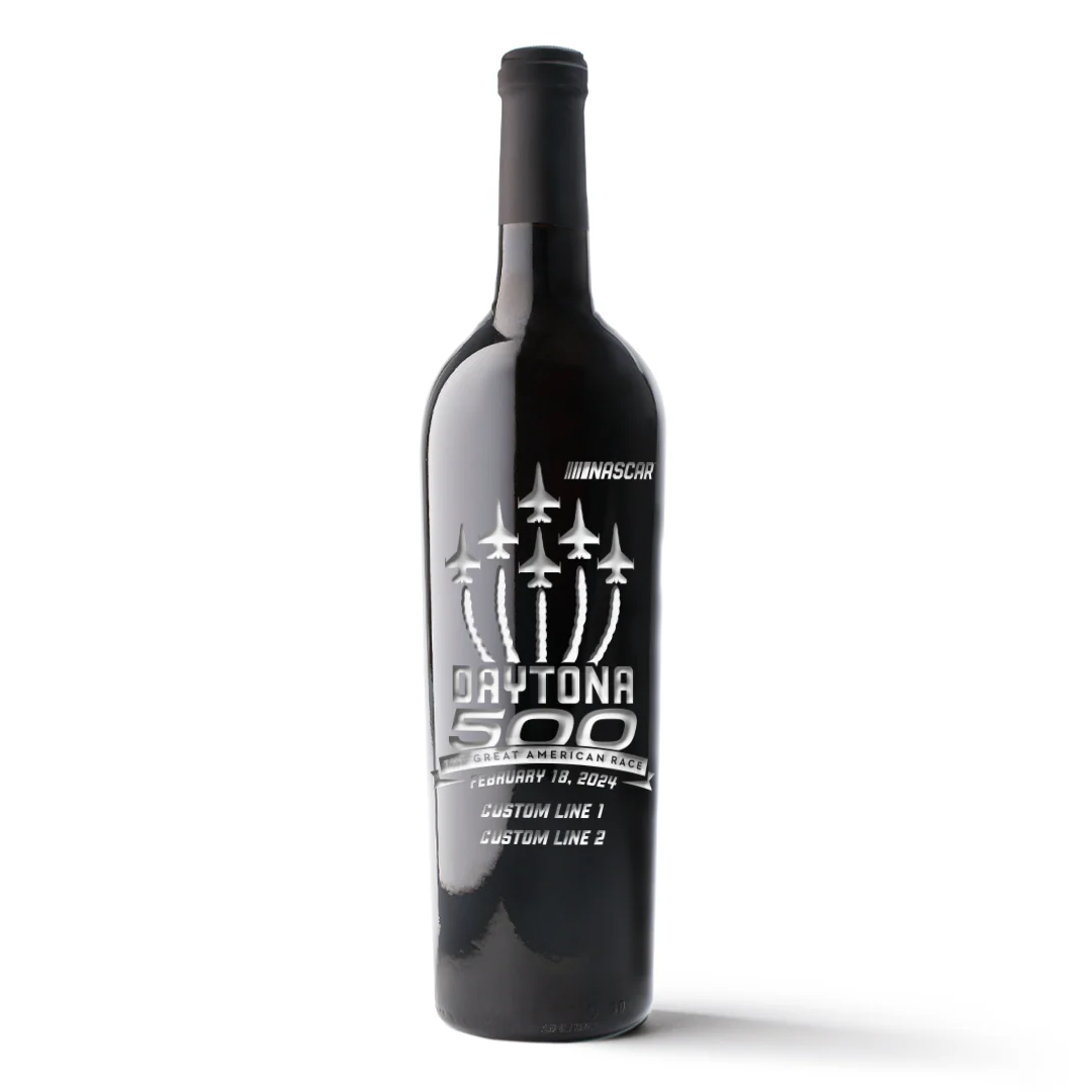 2024 Daytona 500 Custom Etched Wine Bottle - Image 2