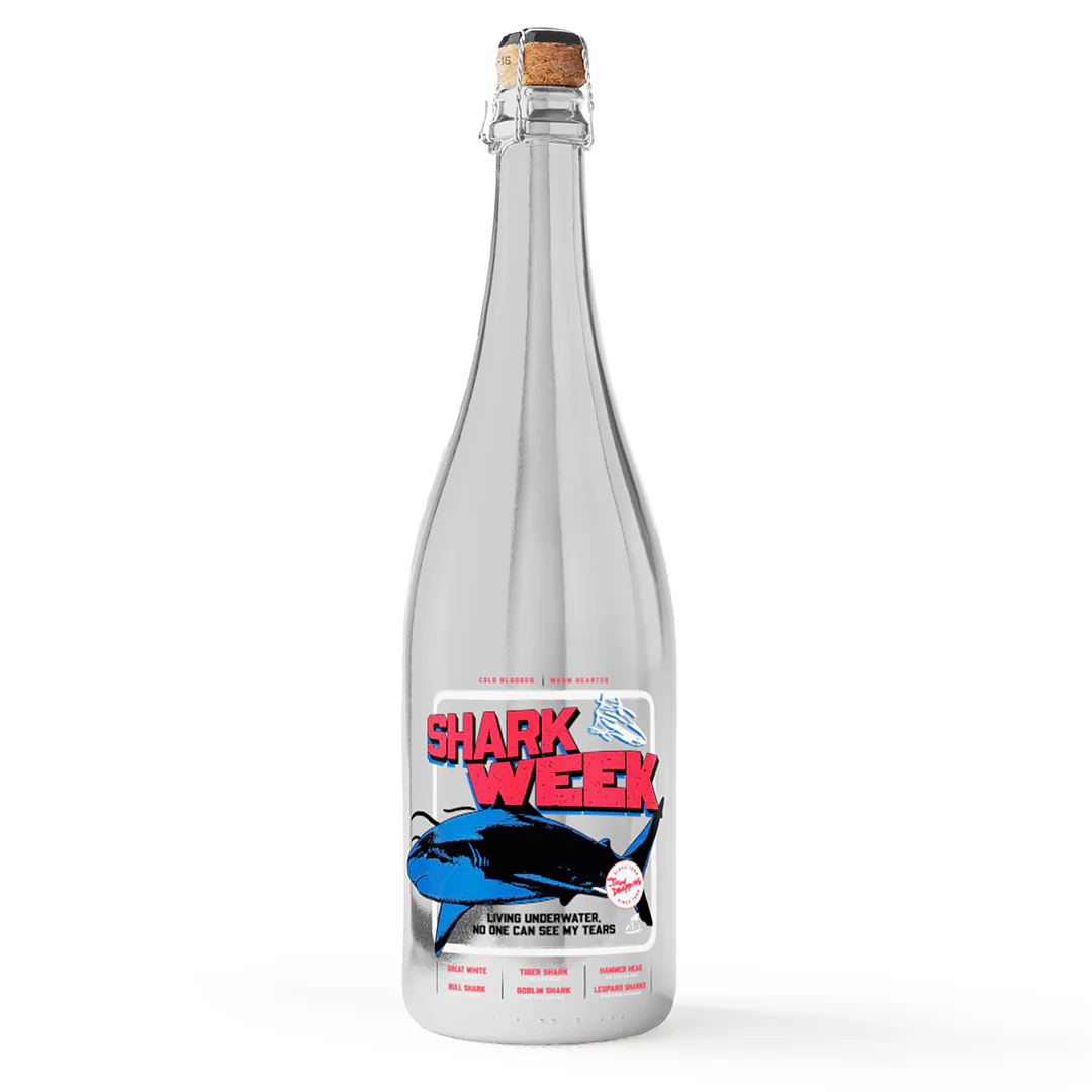 2025 Discovery Shark Week Poster Metallic Silver Bubbly