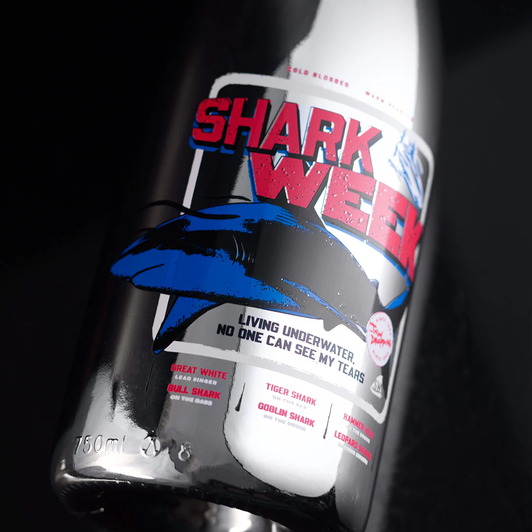 2025 Discovery Shark Week Poster Metallic Silver Bubbly - Image 2