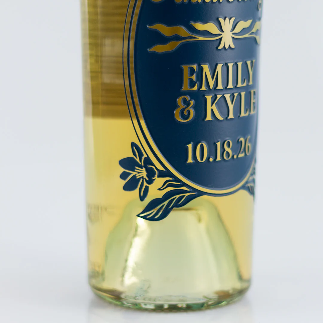 Anniversary Floral Frame Chardonnay Custom Etched Wine - Image 3