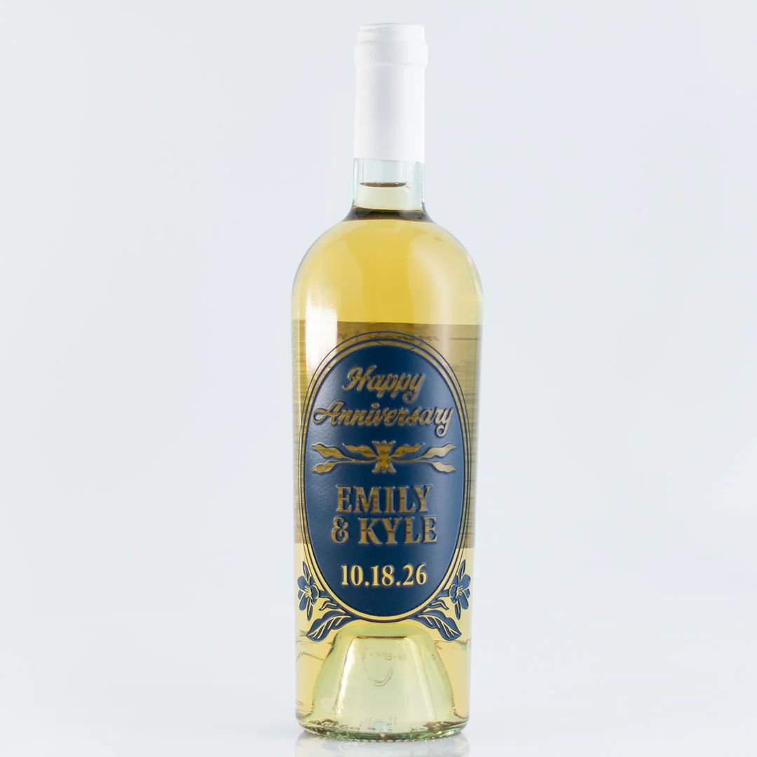 Anniversary Floral Frame Chardonnay Custom Etched Wine - Image 5
