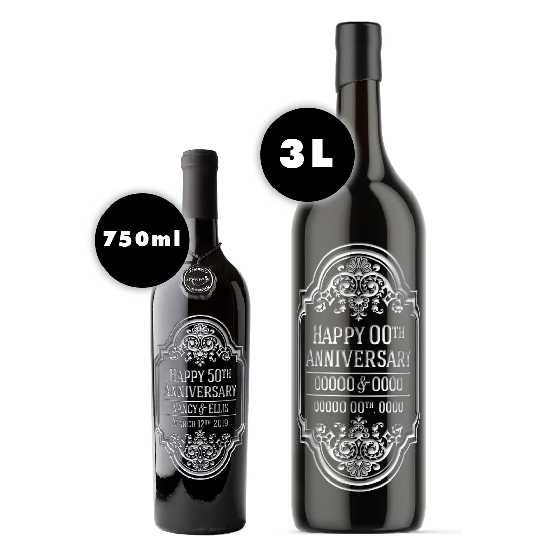 Anniversary Frame Custom Etched Wine Bottle - Image 2