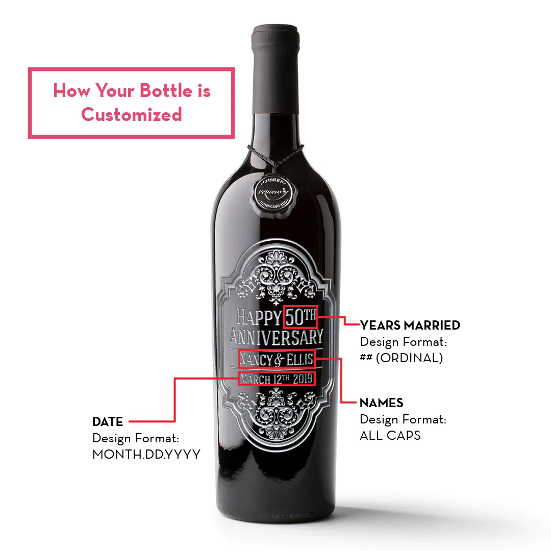 Anniversary Frame Custom Etched Wine Bottle - Image 4