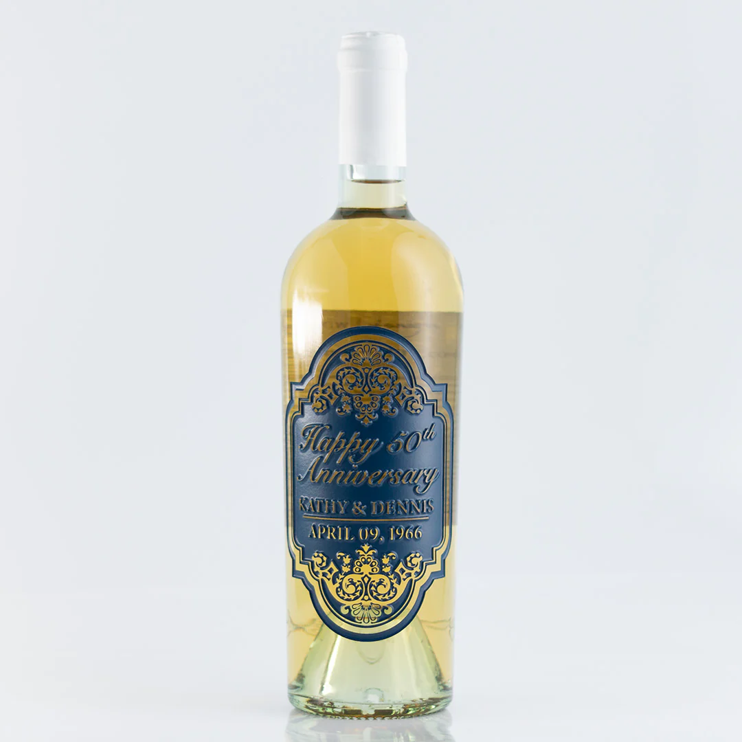 Anniversary Ornate Frame Chardonnay Custom Etched Wine - Image 3
