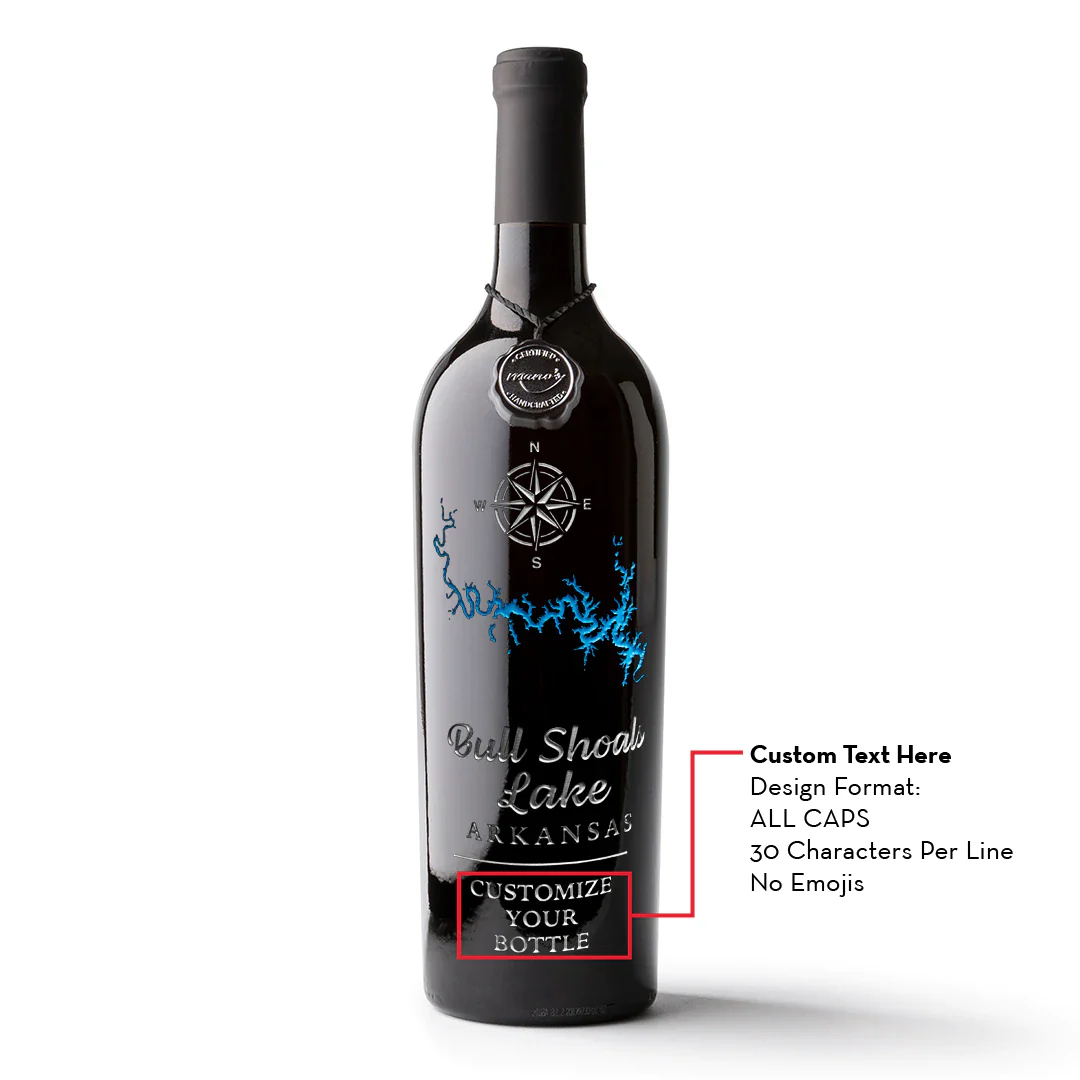 Bull Shoals Lake Custom Etched Wine - Image 2