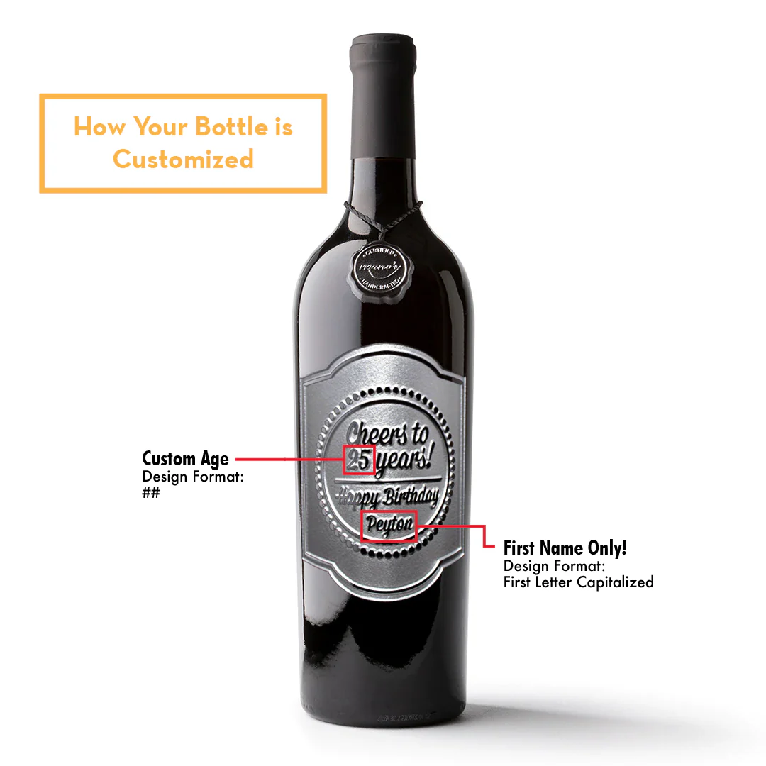 Birthday Cheers Custom Etched Wine Bottle - Image 3
