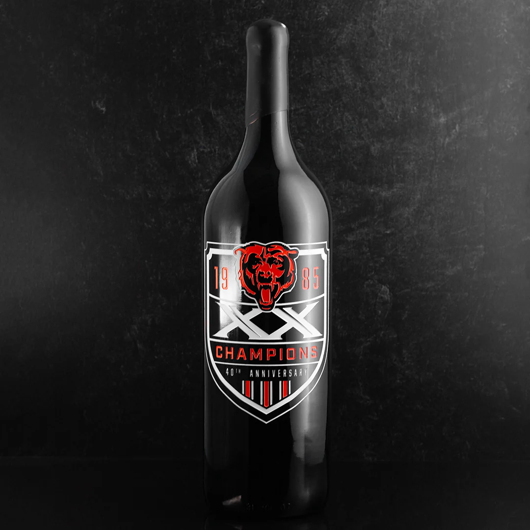 Chicago Bears Championship Anniversary 3L Etched Wine - Image 4