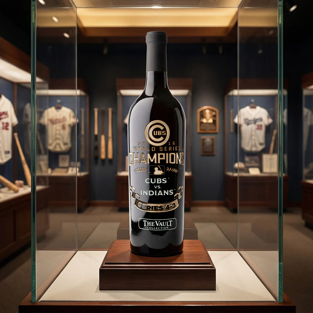Chicago Cubs 2016 World Series Vault Etched Wine - Image 4