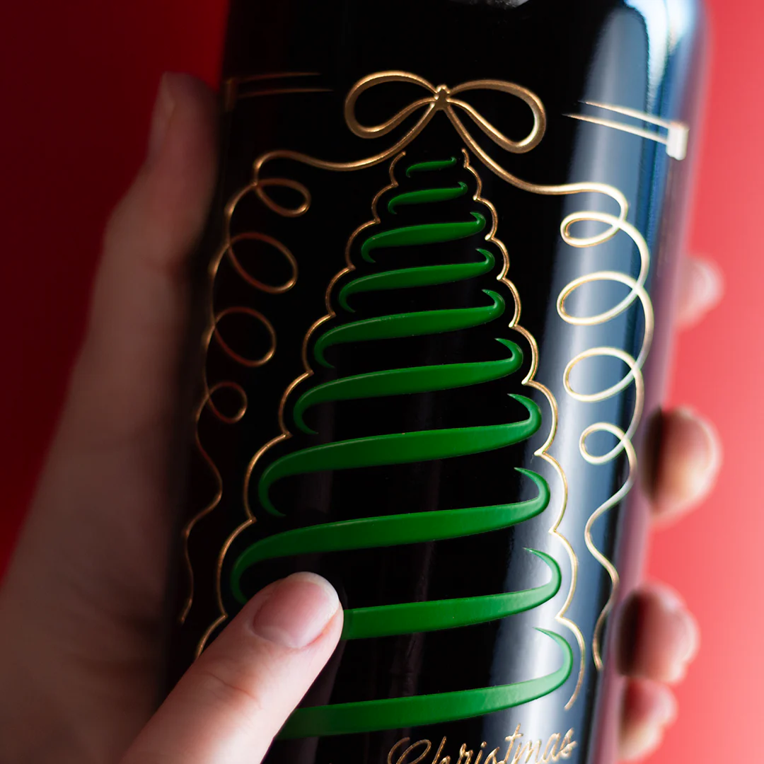 Christmas Tree Bow Custom Text Etched Wine - Image 6