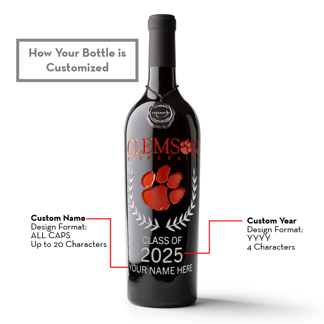 Clemson University Custom Alumni Etched Wine - Image 4