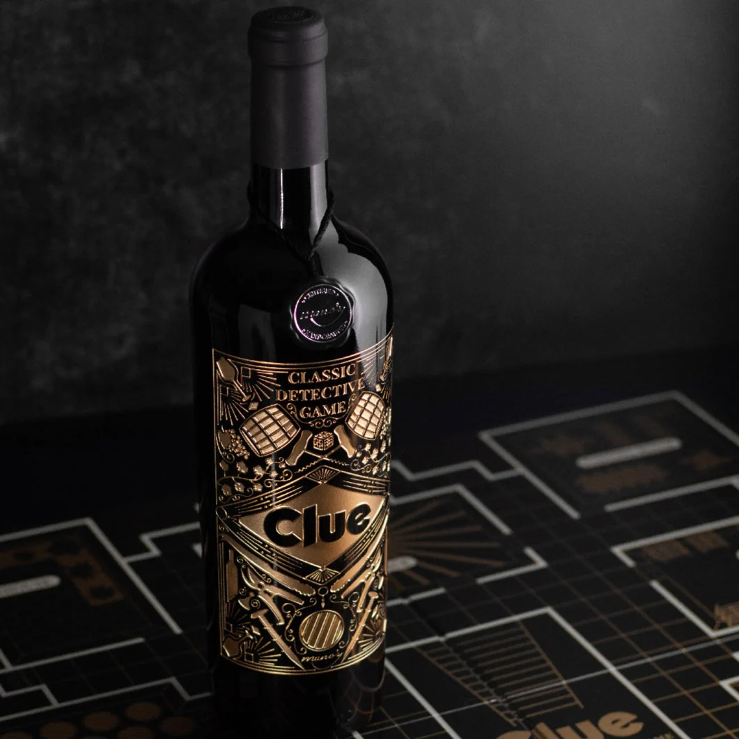 Clue Murder at the Winery Etched Wine Bottle - Image 3