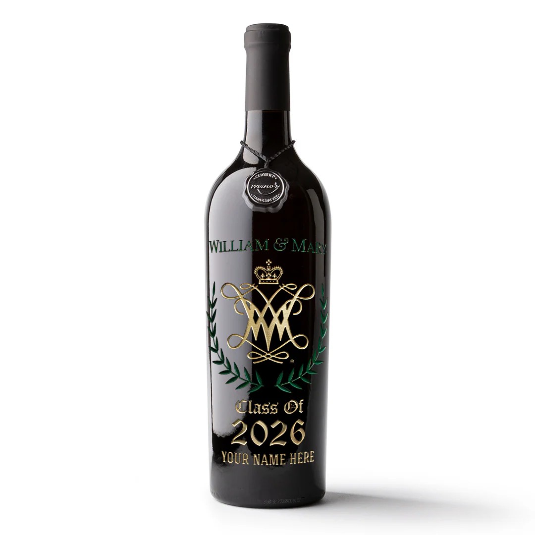 William & Mary Custom Alumni Etched Wine