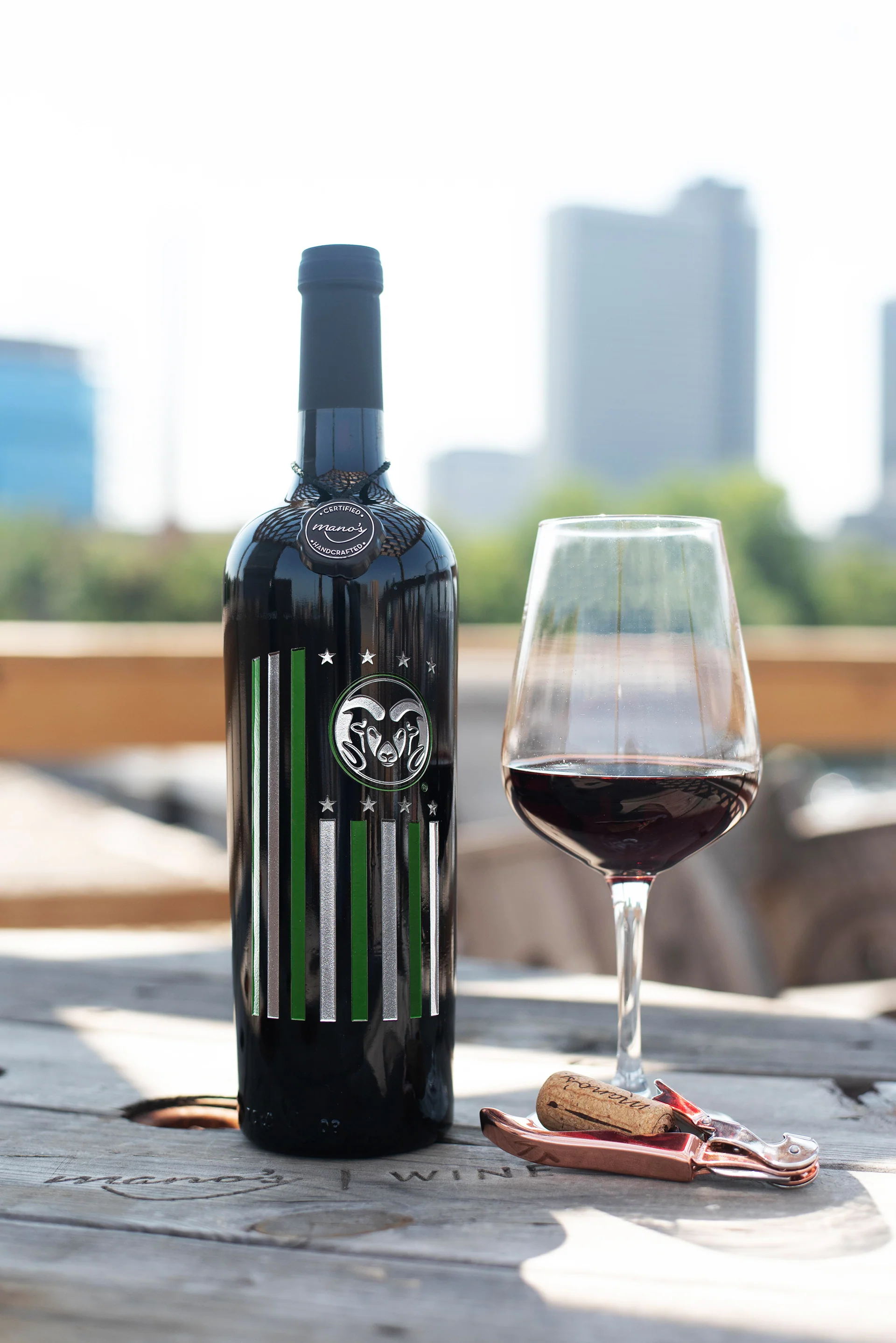 Colorado State University Flag Etched Wine Bottle - Image 4