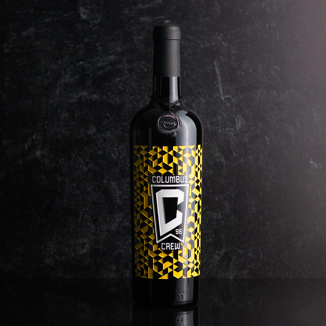 Columbus Crew Pattern Etched Wine - Image 3