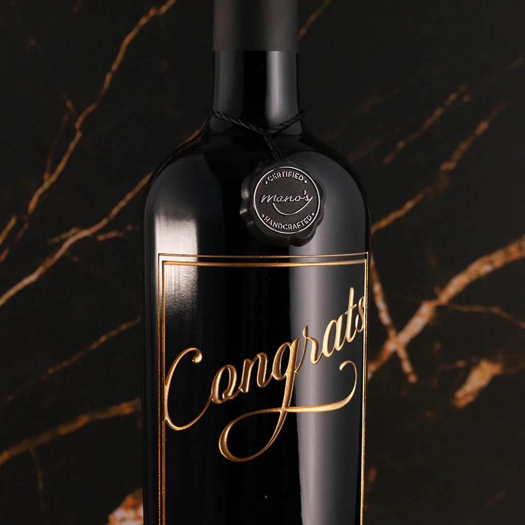 Congrats Script Custom Etched Wine - Image 2