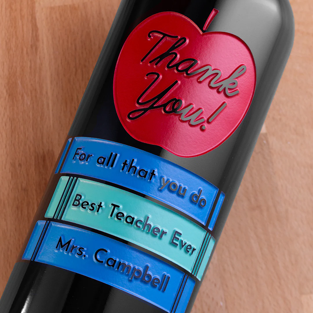 Custom Teacher Appreciation Etched Wine Bottle - Image 2