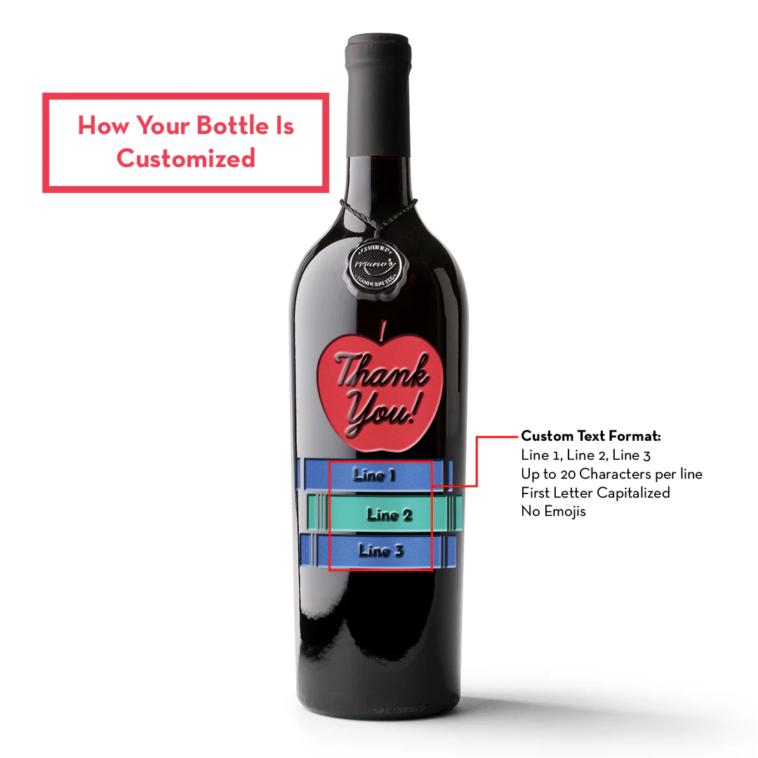 Custom Teacher Appreciation Etched Wine Bottle - Image 3