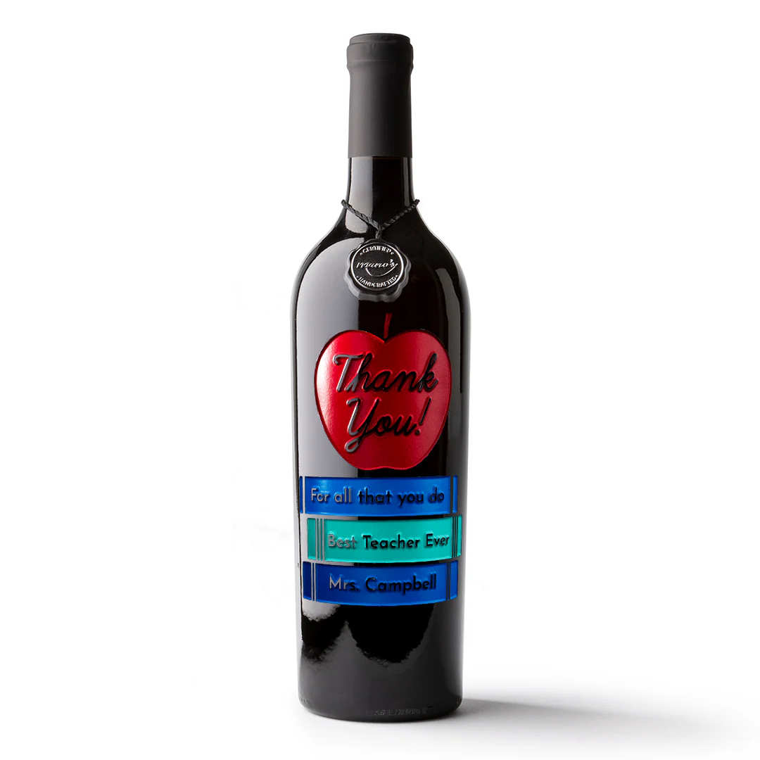 Custom Teacher Appreciation Etched Wine Bottle - Image 4