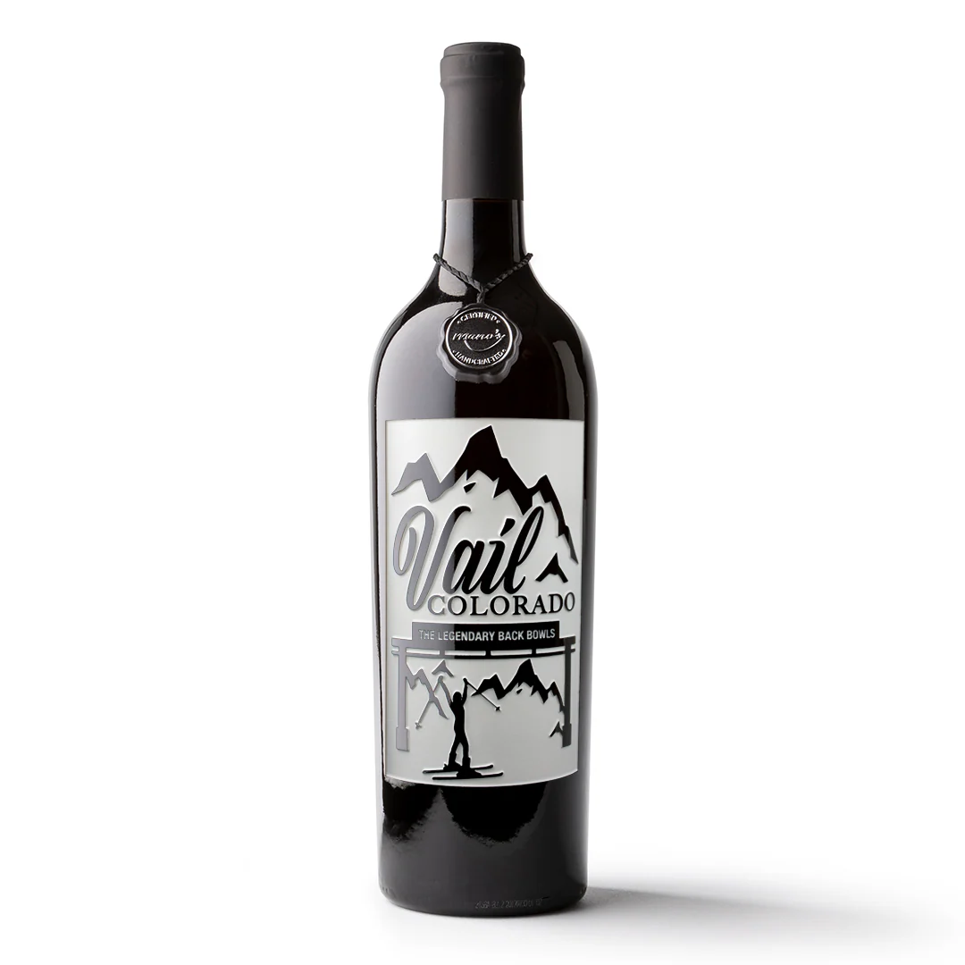 Vail Colorado Legendary Back Bowls Etched Wine