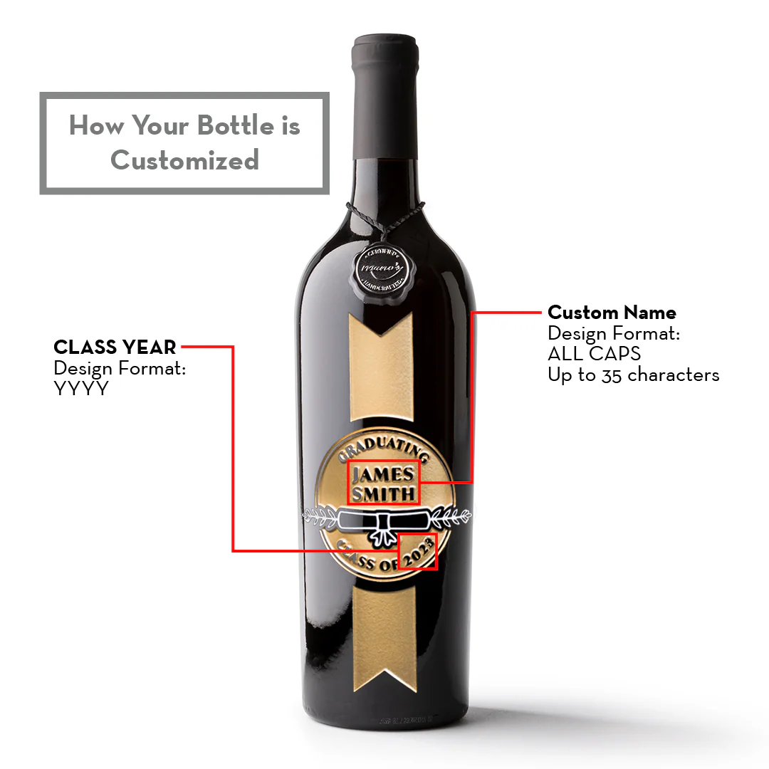 Custom Graduation Award Etched Wine - Image 3