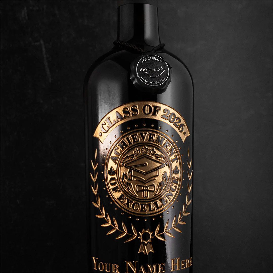 Custom Graduation Laurel Etched Wine - Image 6