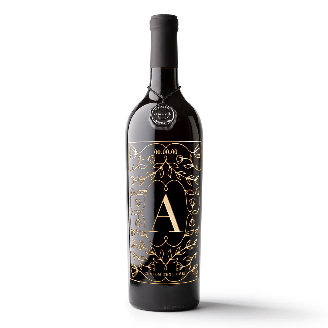 Custom Initial Frame Etched Wine Bottle - Image 4