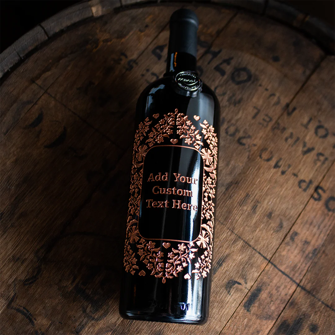 Custom Text Frame Etched Wine Bottle - Image 11
