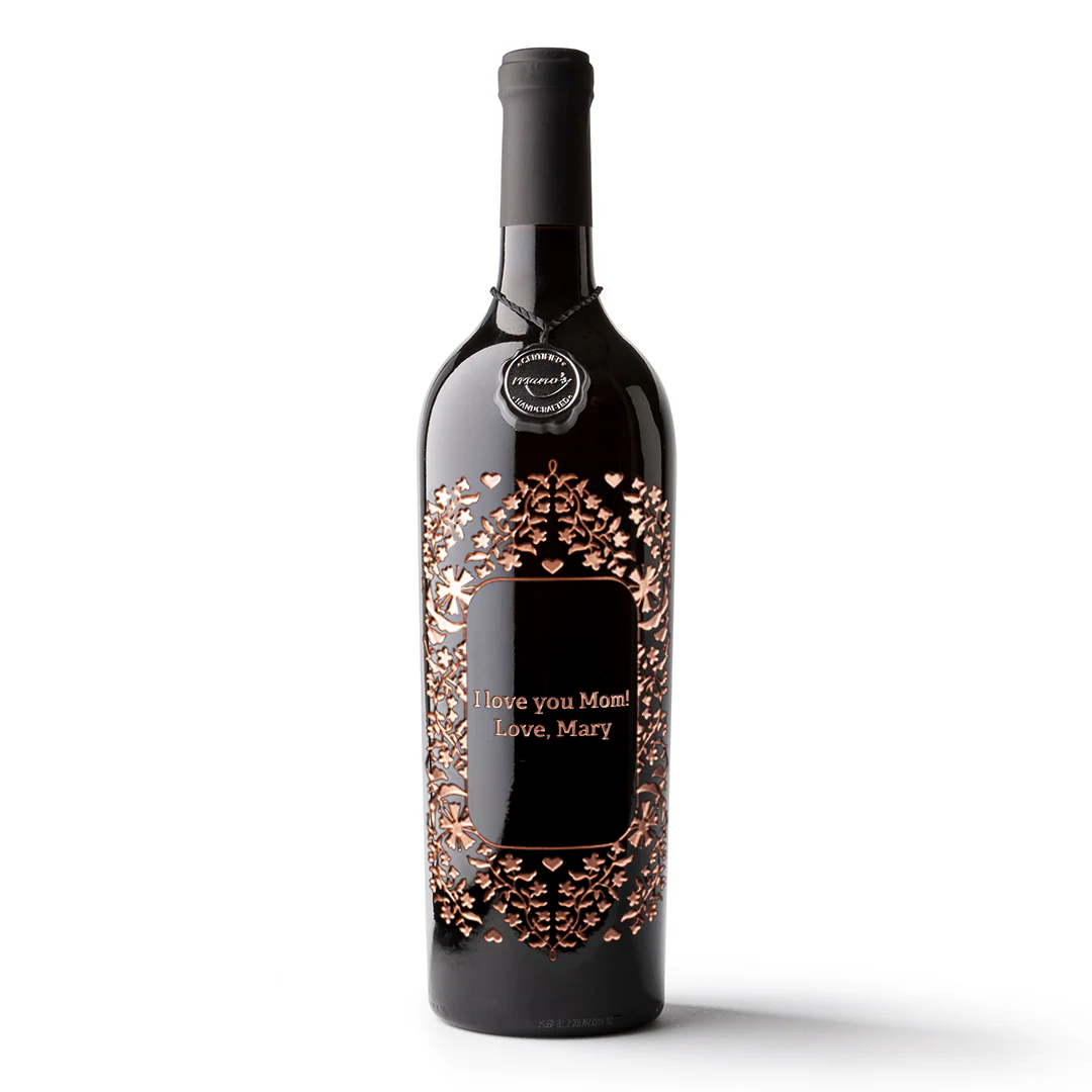 Custom Text Frame Etched Wine Bottle - Image 12