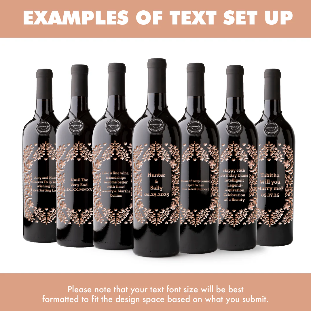Custom Text Frame Etched Wine Bottle - Image 5
