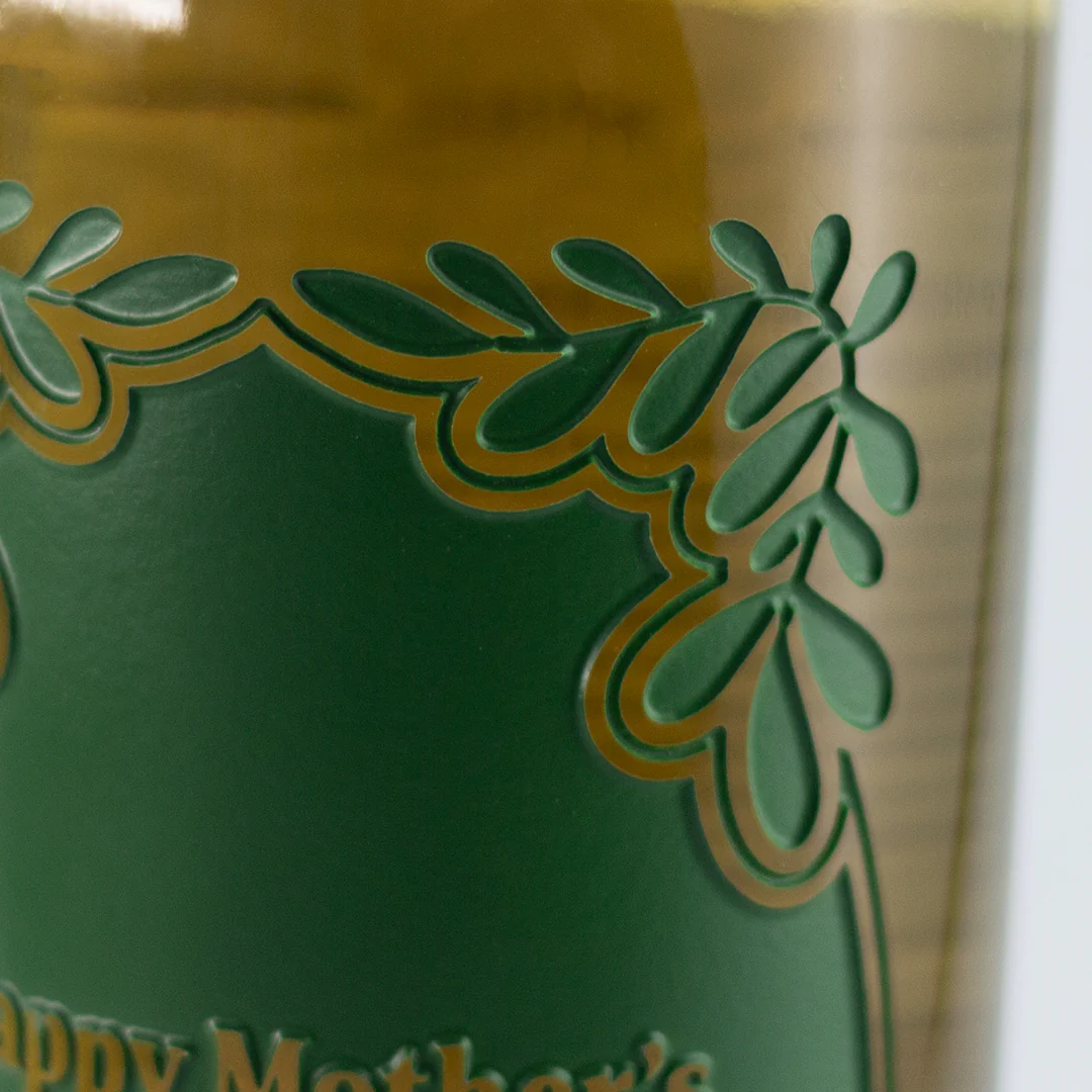 Custom Text Greenery Frame Chardonnay Etched Wine - Image 5