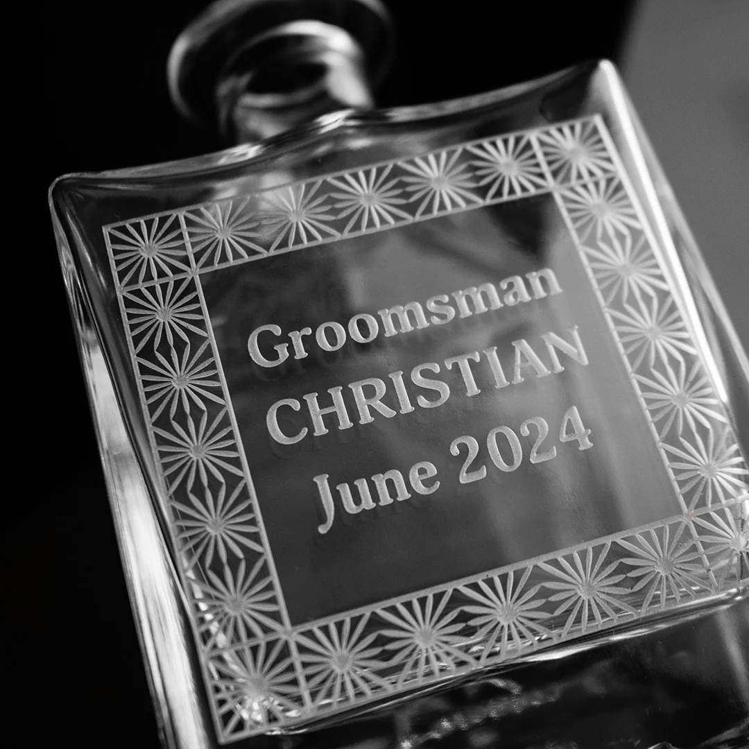 Custom Text in Frame Crystal Glass Decanter - Image 4