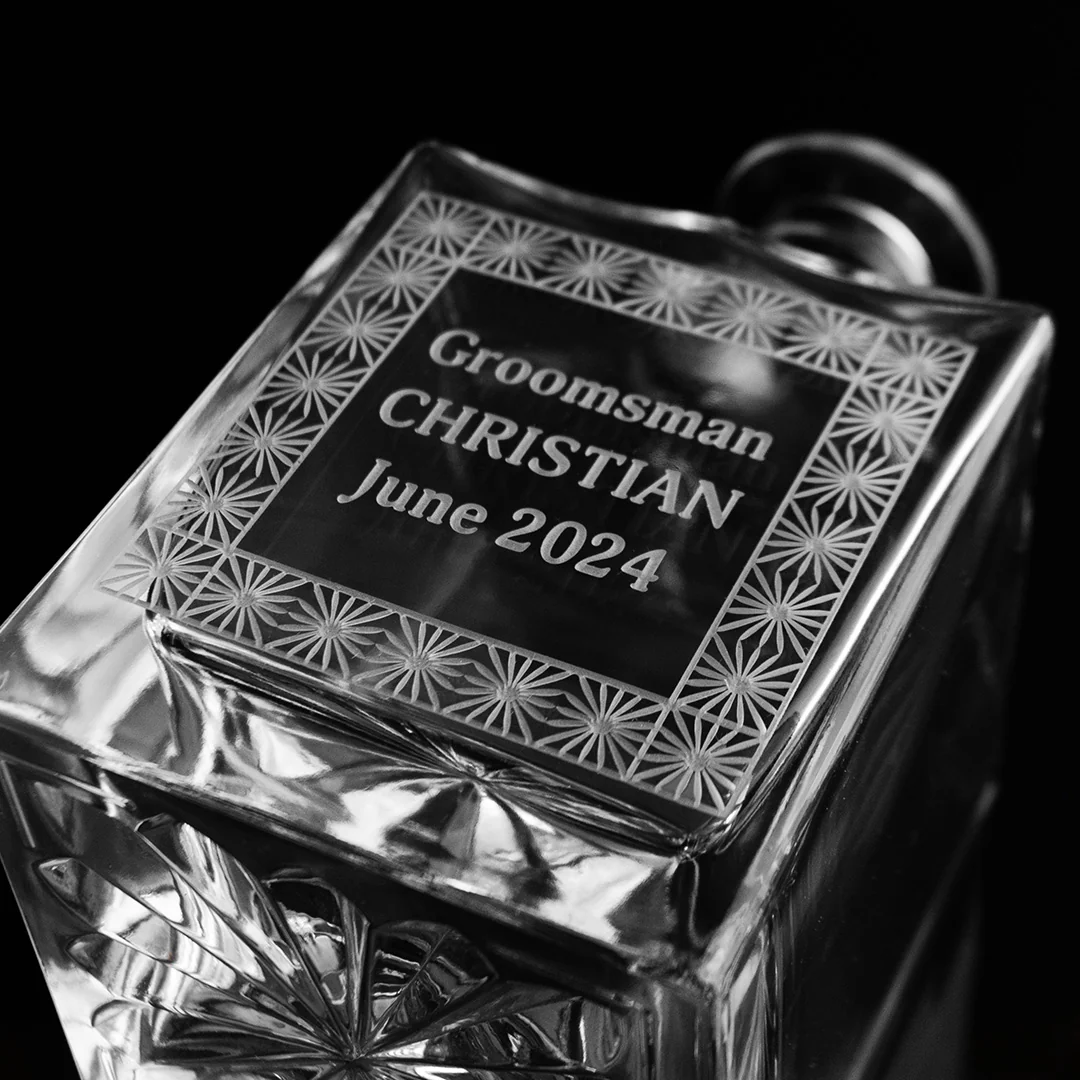 Custom Text in Frame Crystal Glass Decanter - Image 6