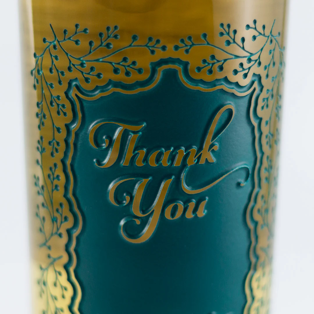 Custom Thank You Foliage Frame Chardonnay Etched Wine - Image 4