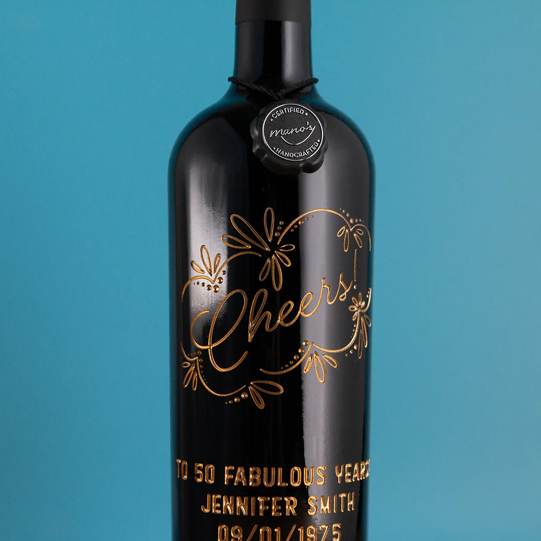 Decorative Cheers! Custom Etched Wine - Image 3