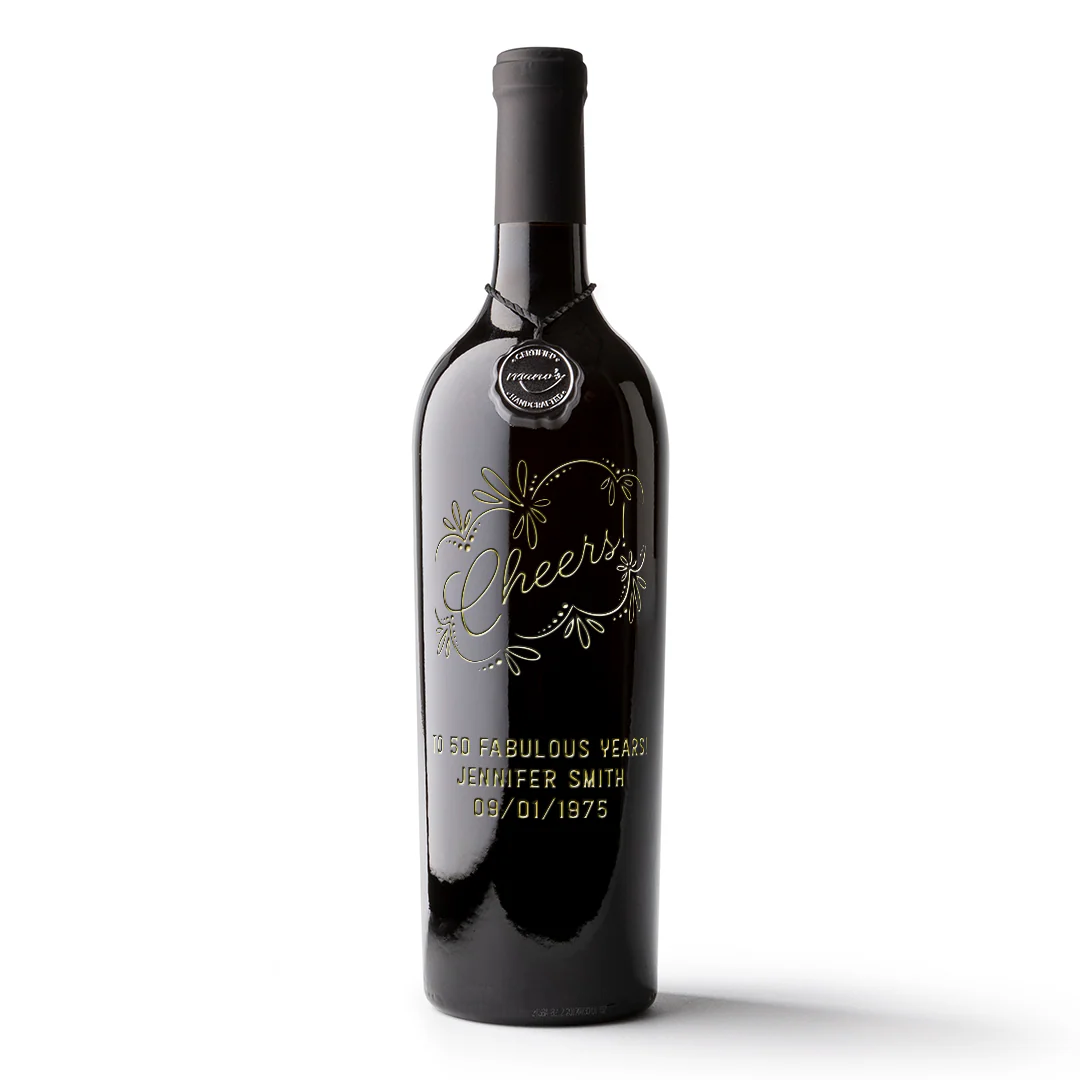 Decorative Cheers! Custom Etched Wine - Image 4