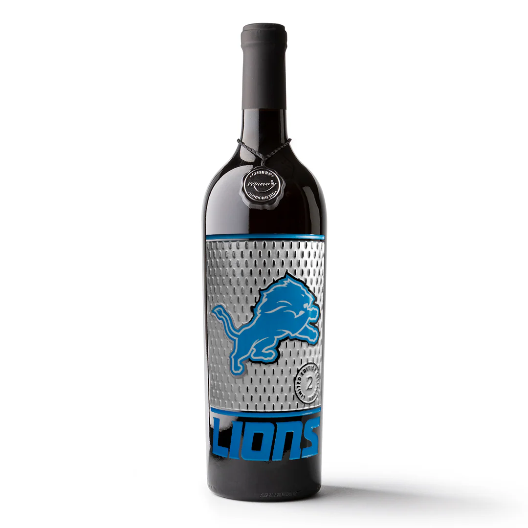 Detroit Lions Limited Edition Collection 2 Etched Wine - Image 3