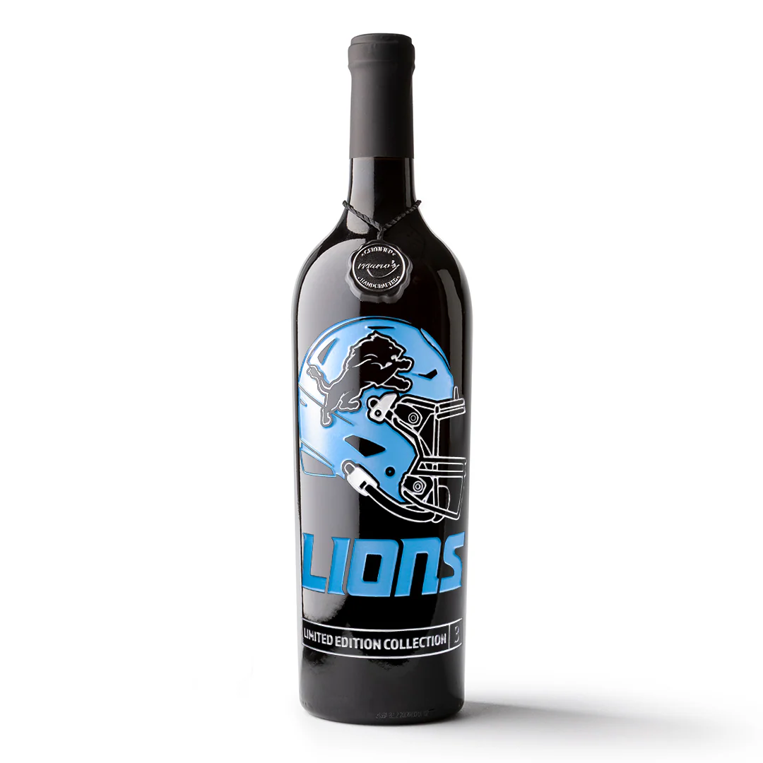 Detroit Lions Limited Edition Collection 3 Etched Wine - Image 3