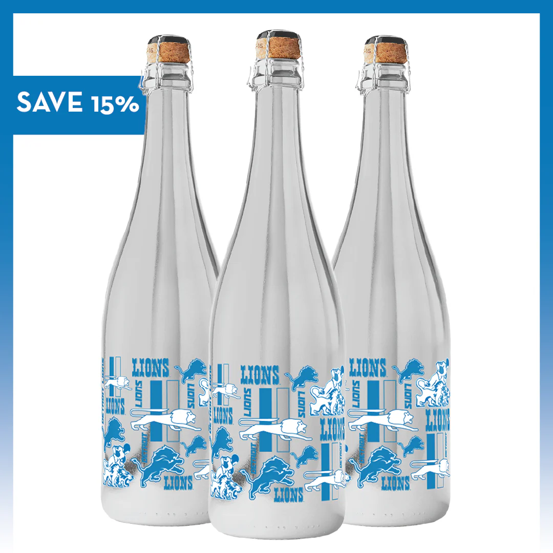 Detroit Lions Logo Evolution Metallic Silver Bubbly 3 Pack - Image 3