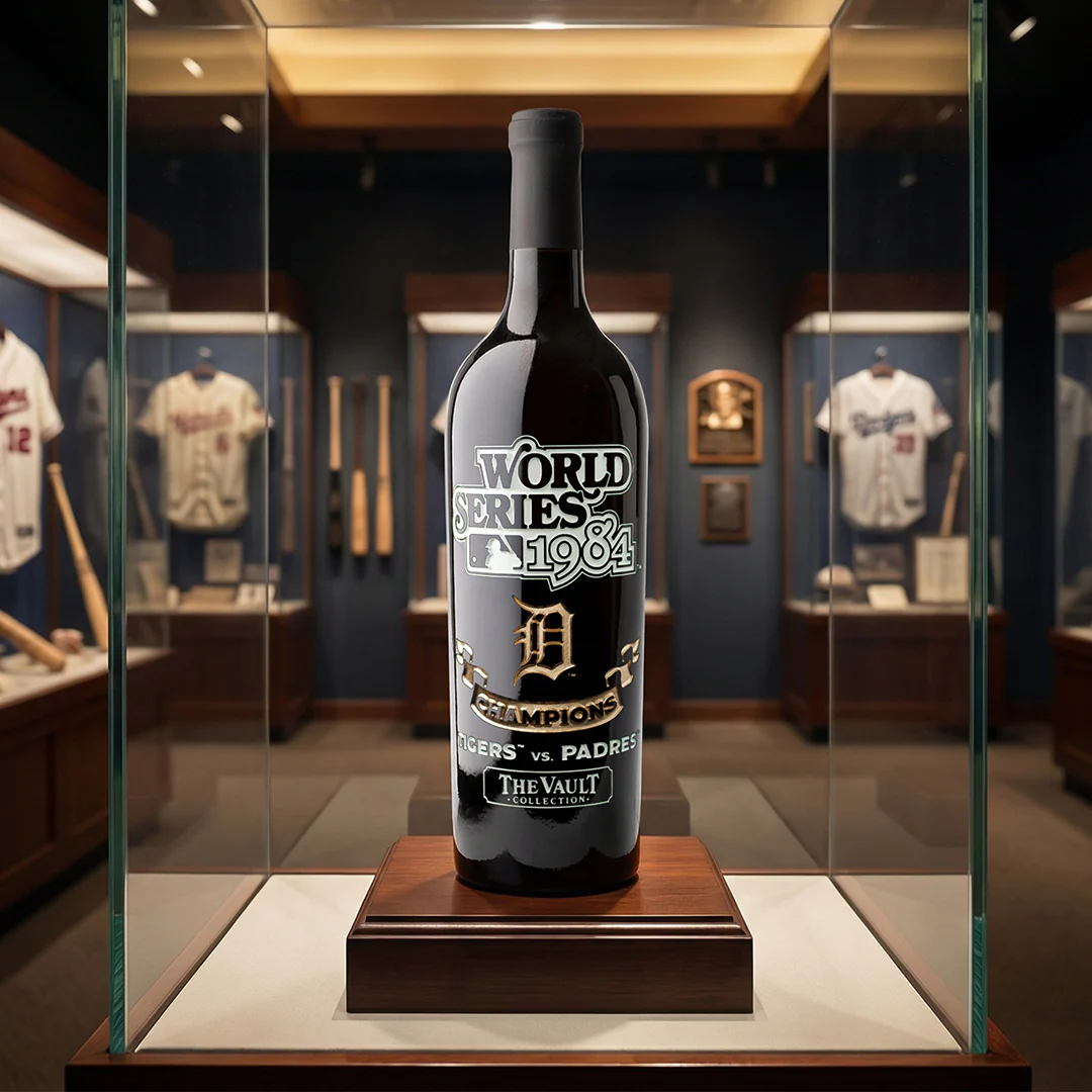 Detroit Tigers 1984 World Series Vault Etched Wine - Image 3
