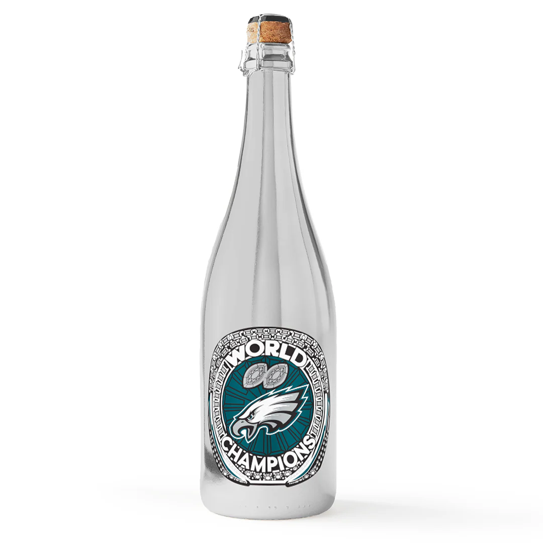 Eagles 2024 World Champions Ring Metallic Silver Bubbly