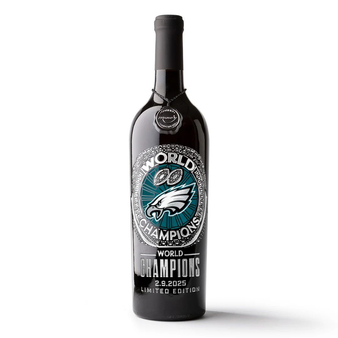 Eagles 2024 World Champions Ring Etched Wine