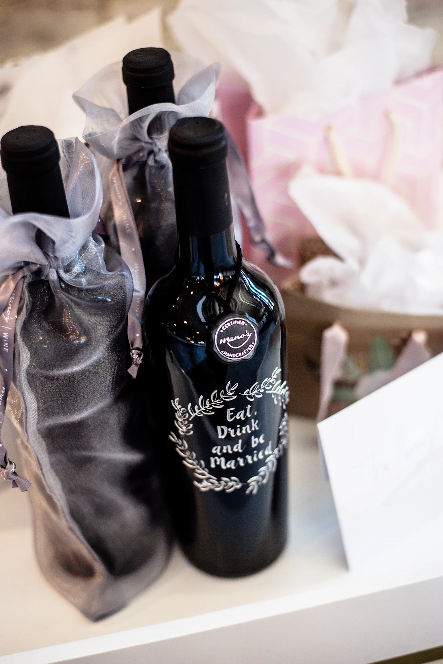 Eat Drink Be Married Etched Wine Bottle - Image 2