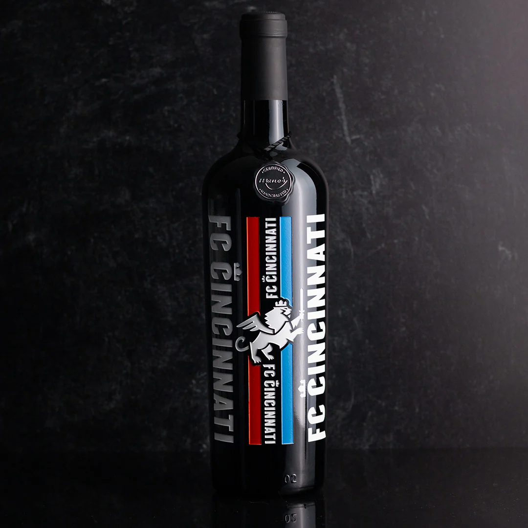 FC Cincinnati Stripes Etched Wine - Image 3