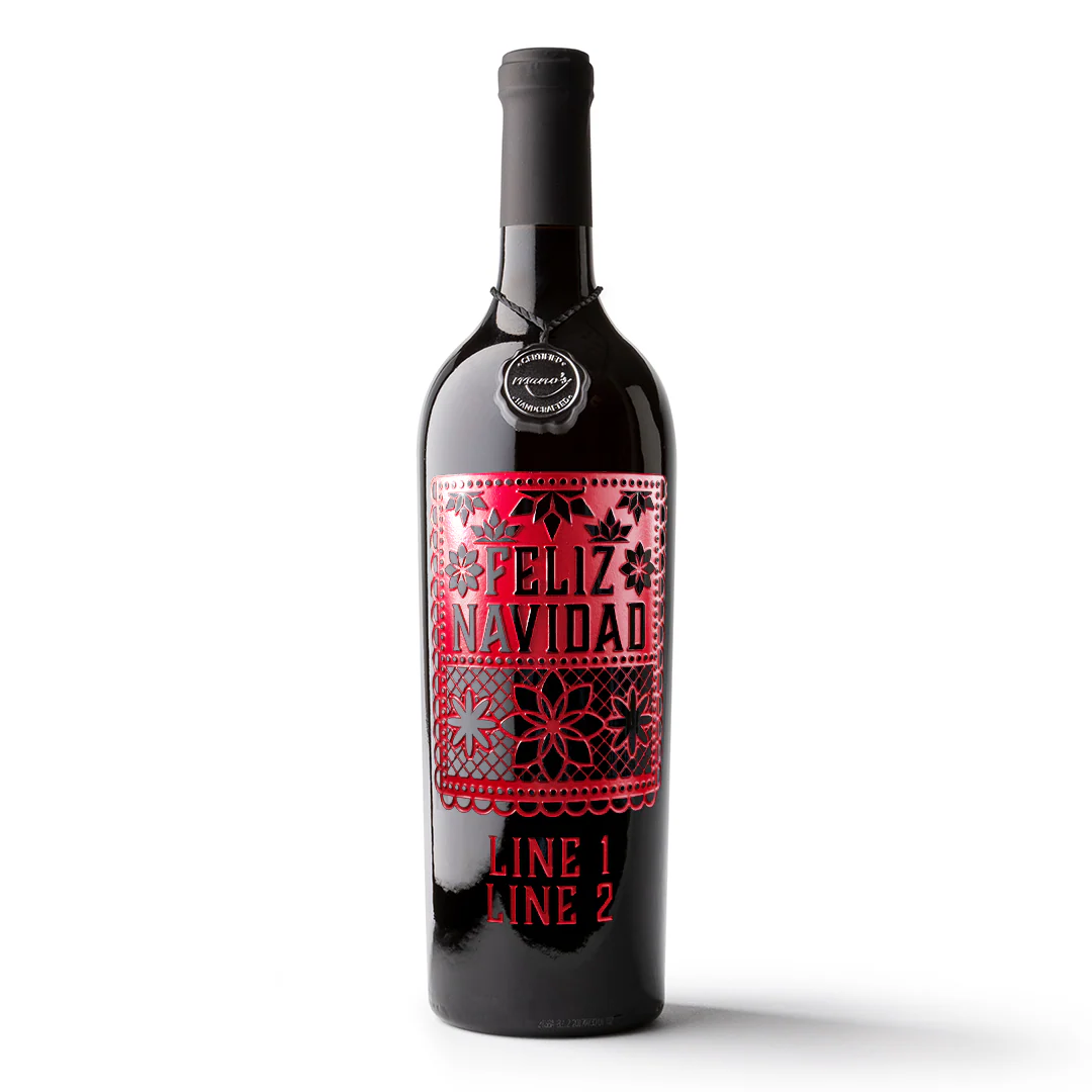 Feliz Navidad Custom Text Etched Wine - Image 5