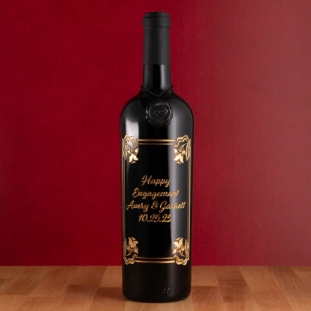 Floral Frame Custom Etched Wine - Image 3