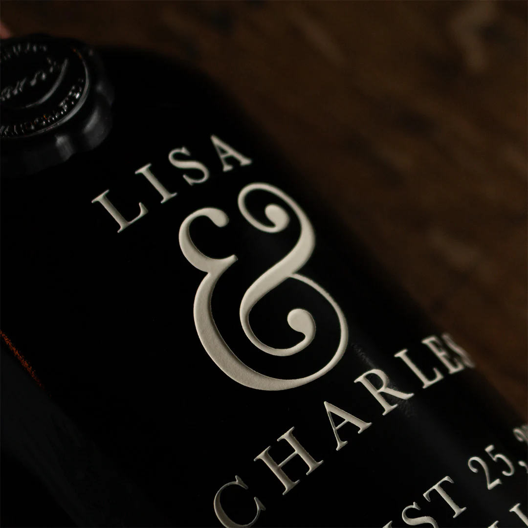 Floral Wedding Custom Etched Wine Bottle - Image 3