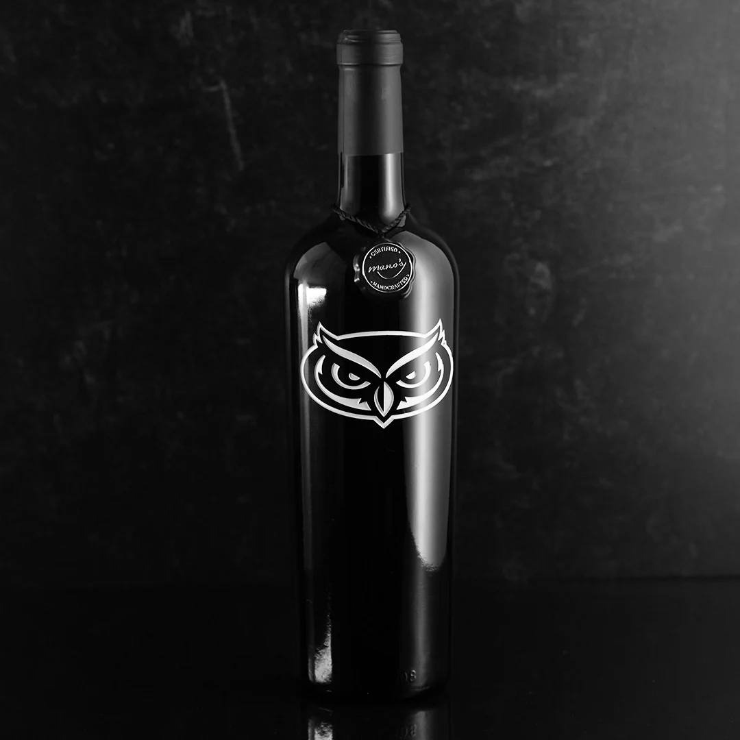 Florida Atlantic Owl Etched Wine - Image 2