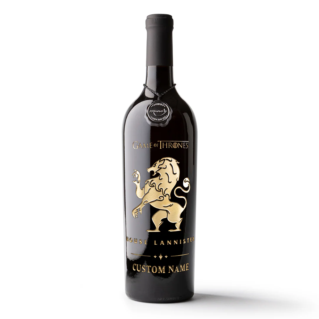 Game of Thrones House Lannister Custom Name Etched Wine