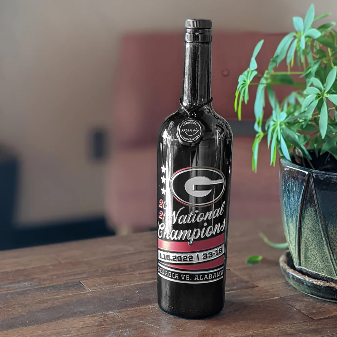 Georgia 2021 National Champions Stars Etched Display Bottle - Image 4